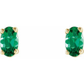 14K Yellow Lab-Grown Emerald Earrings